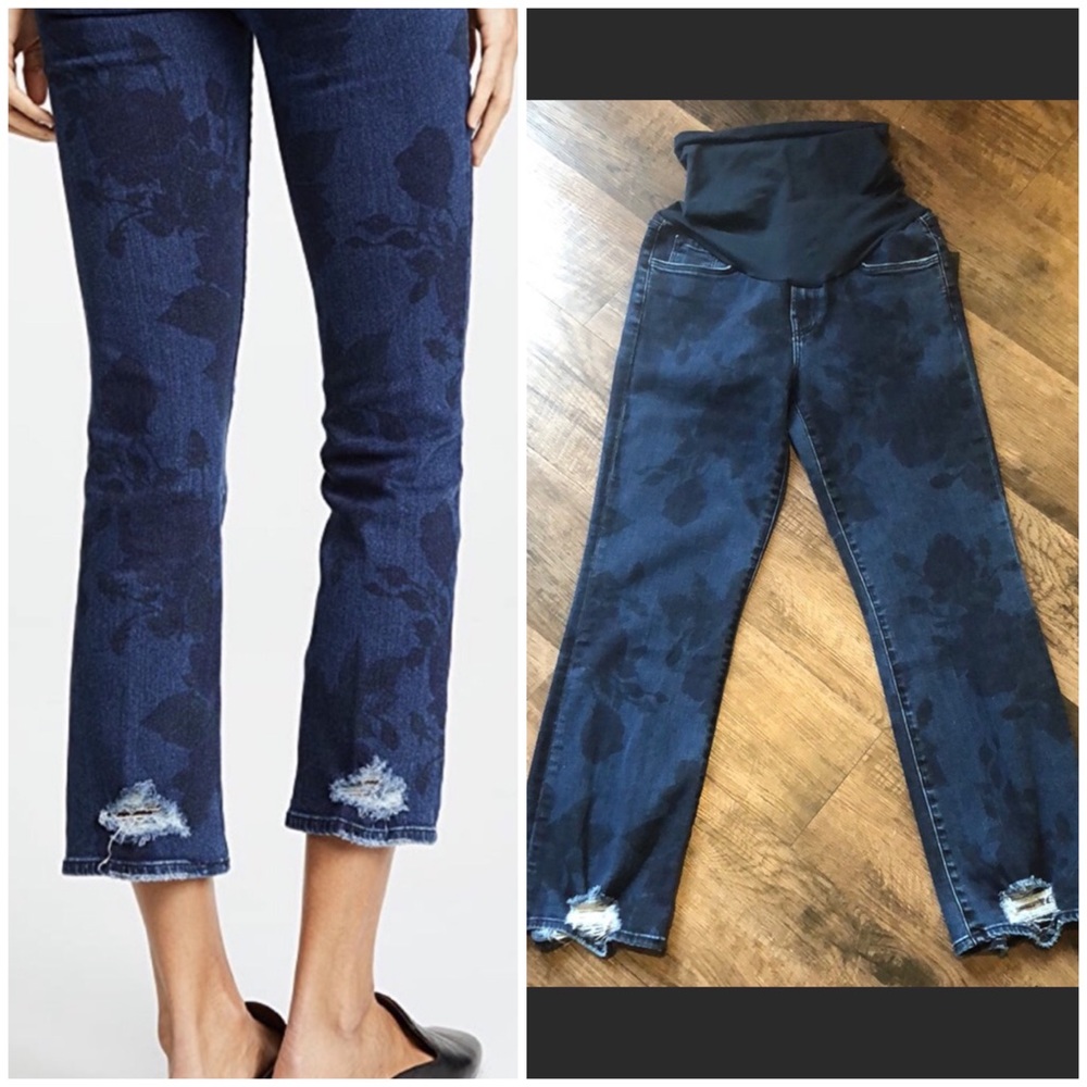 NWT! J Brand Selena floral pattern distressed maternity crop jeans